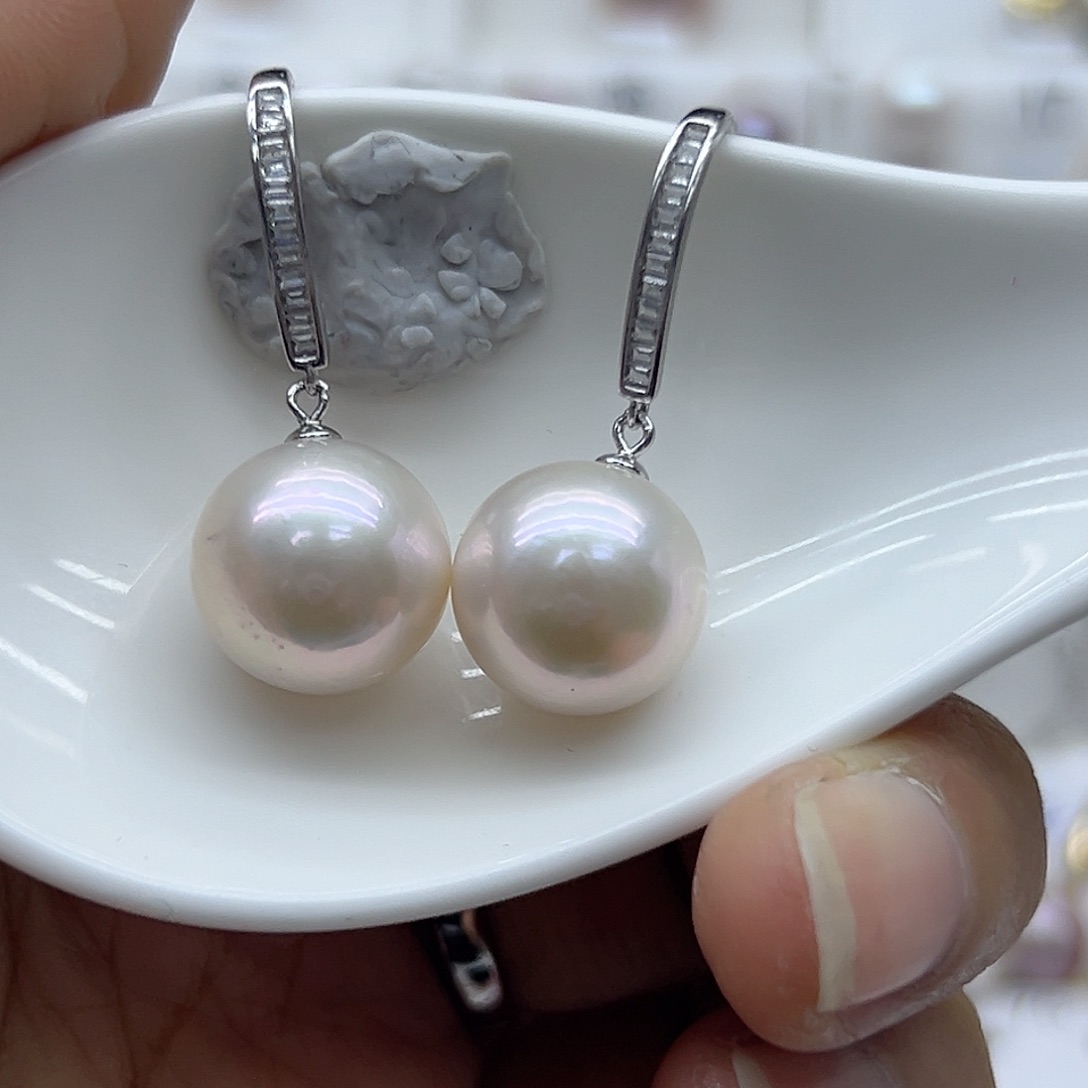 淡水珍珠耳饰银S925镶嵌曼**贸银耳勾拍两单