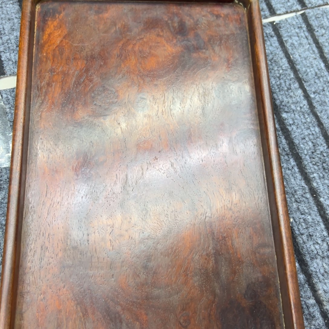 往***風花梨木影木茶盘花纹漂亮