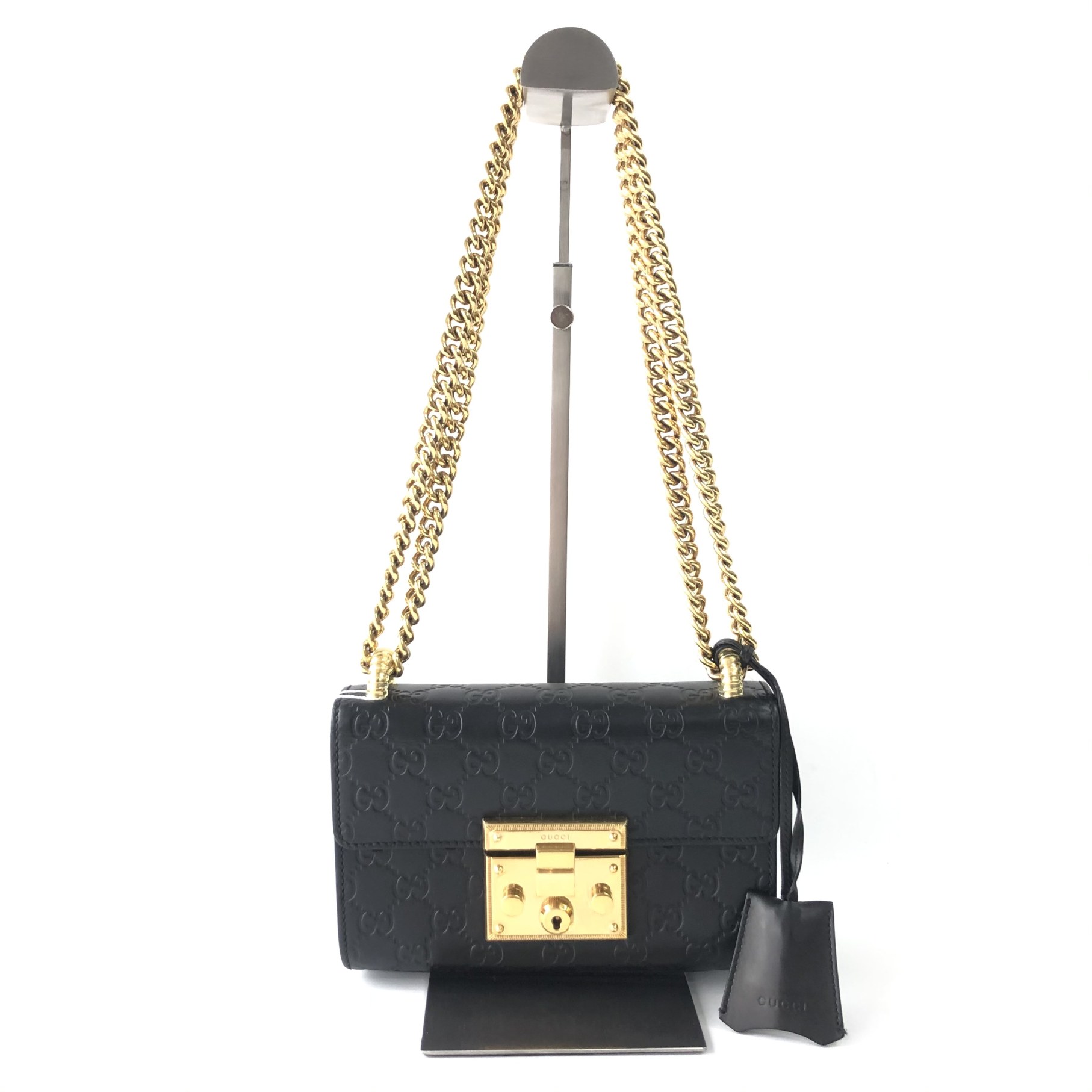 95新 GUCCI/古驰 安洁利知之 古驰padlock黑金单肩包  502031