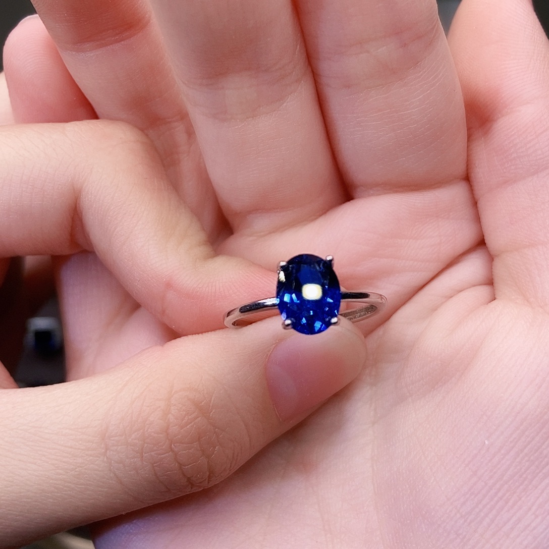 蓝宝石银S925镶嵌戒指