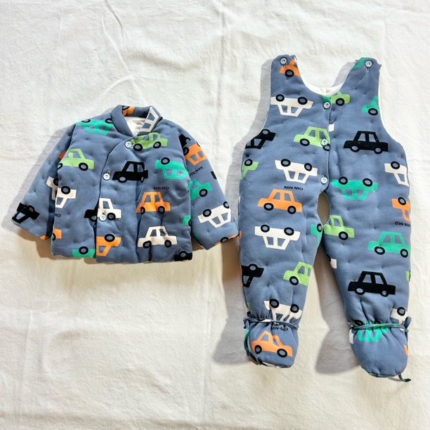 冬季加厚男女童宝宝手工包脚棉花裤棉袄套装儿童保暖棉衣外套加厚