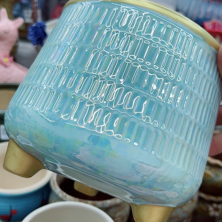 多肉绿植陶瓷花盆9.9包邮，有孔