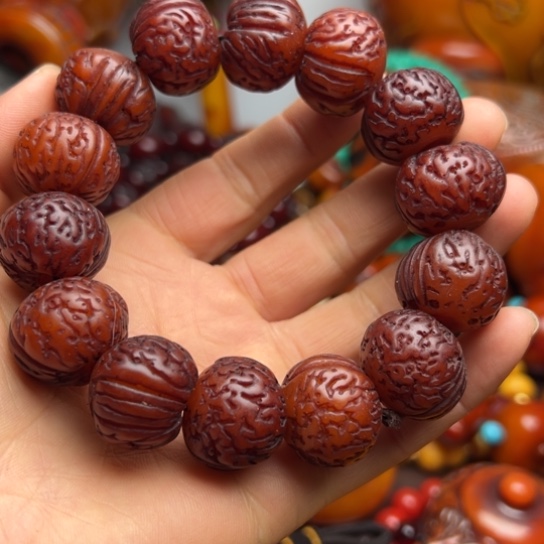 琥珀（花珀）手串未镶嵌蜜蜡