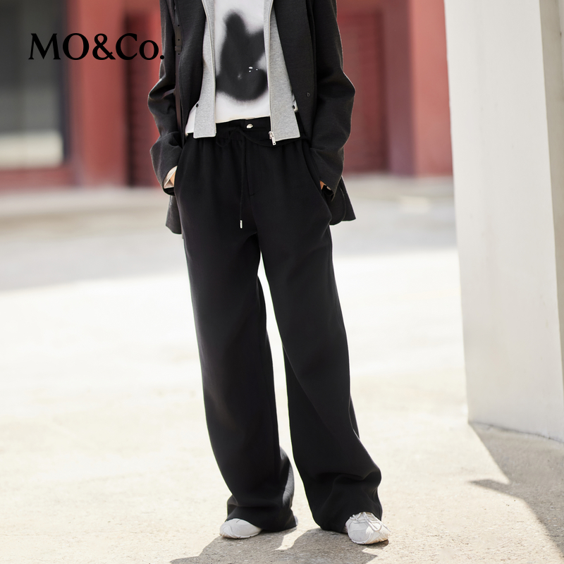 【赵老板专属】MOCO休闲裤冬含牦牛绒高腰阔腿抽绳运动裤MBD4PATT07