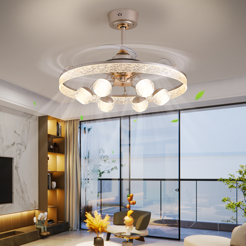 客厅吊灯风扇灯轻奢大气智能变频大风力风扇吊灯家用一体中山灯具