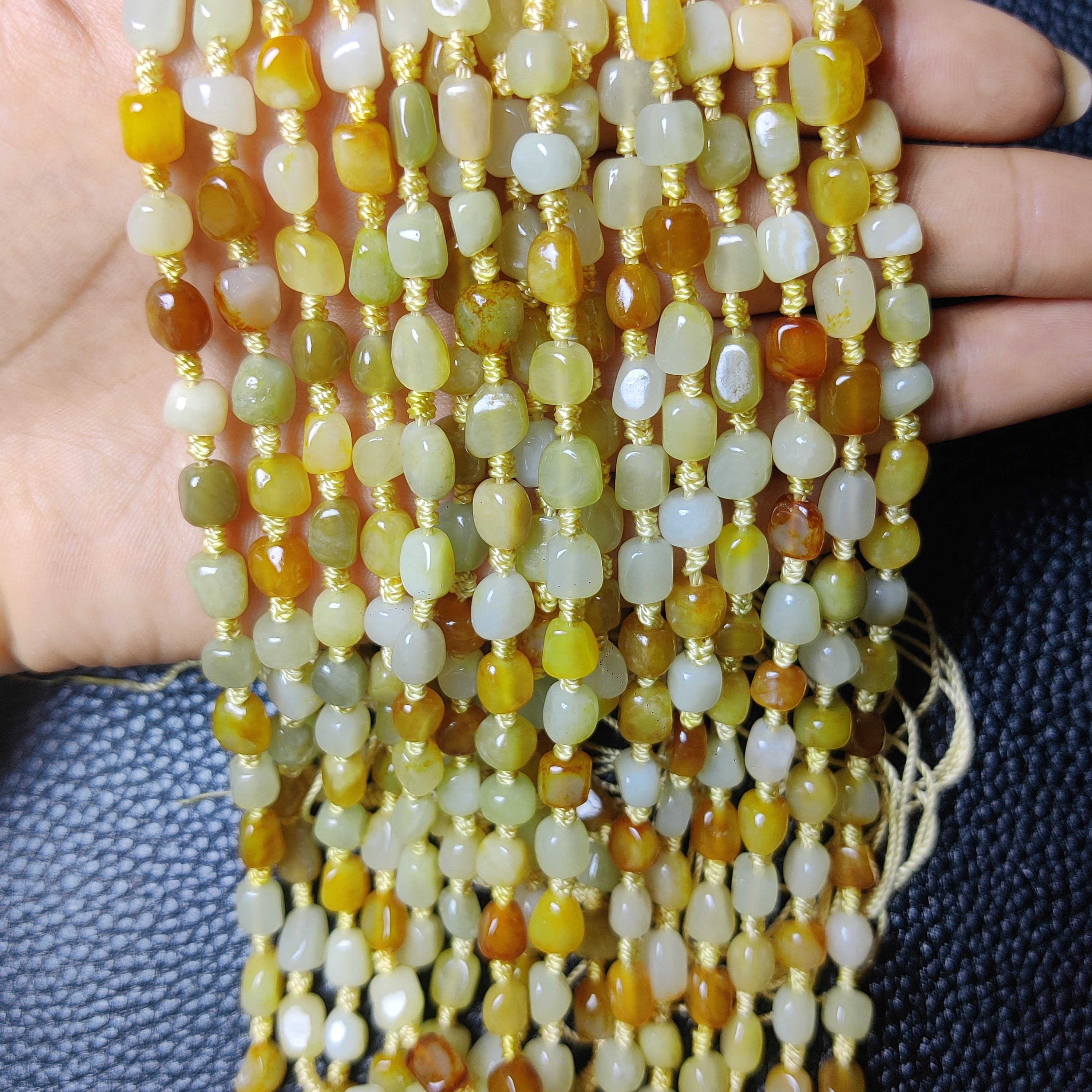 时尚百搭和田玉多宝编绳复古古风女款长款渐变