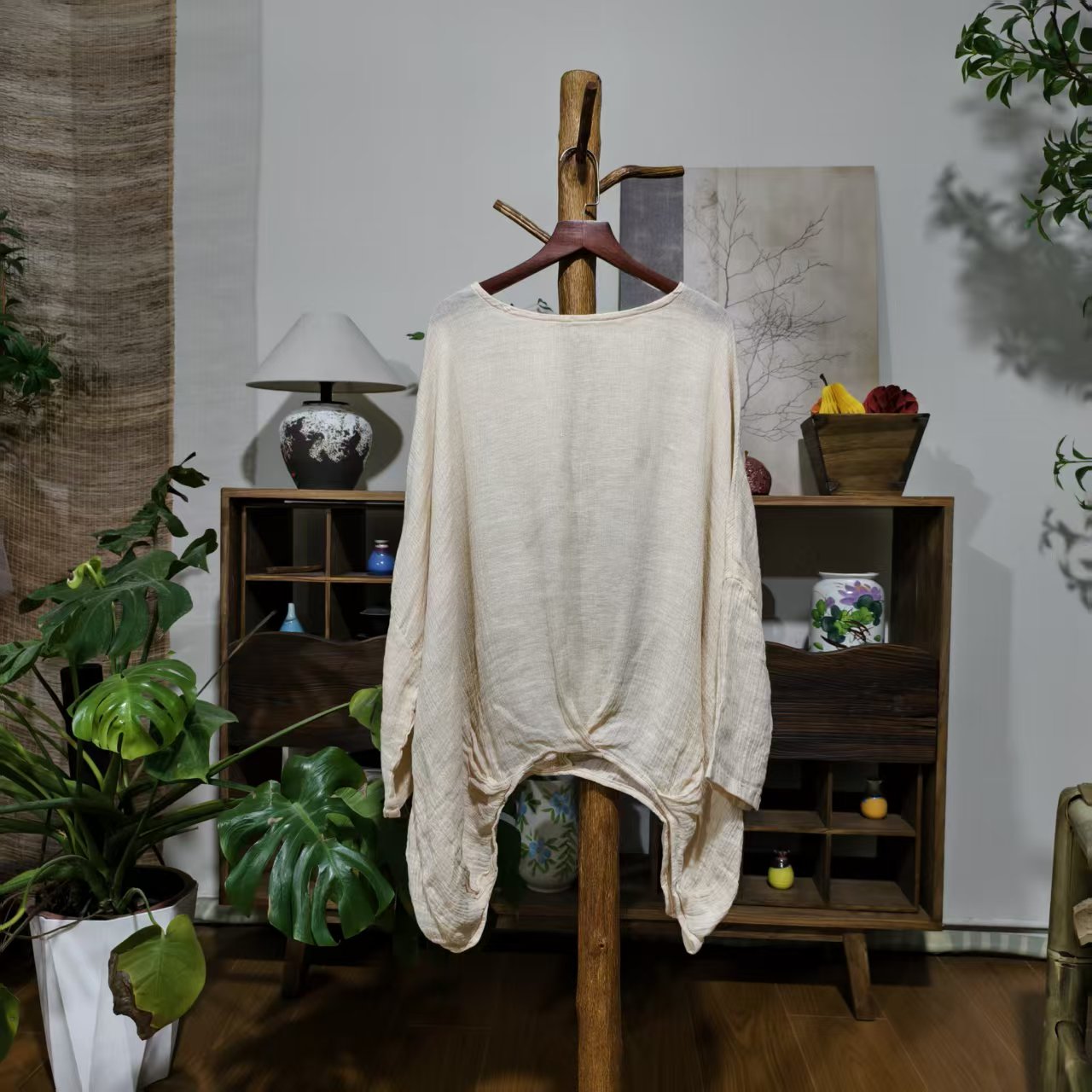 【大梅子推荐】设计款亚麻圆领蝙蝠衫MXA8537A