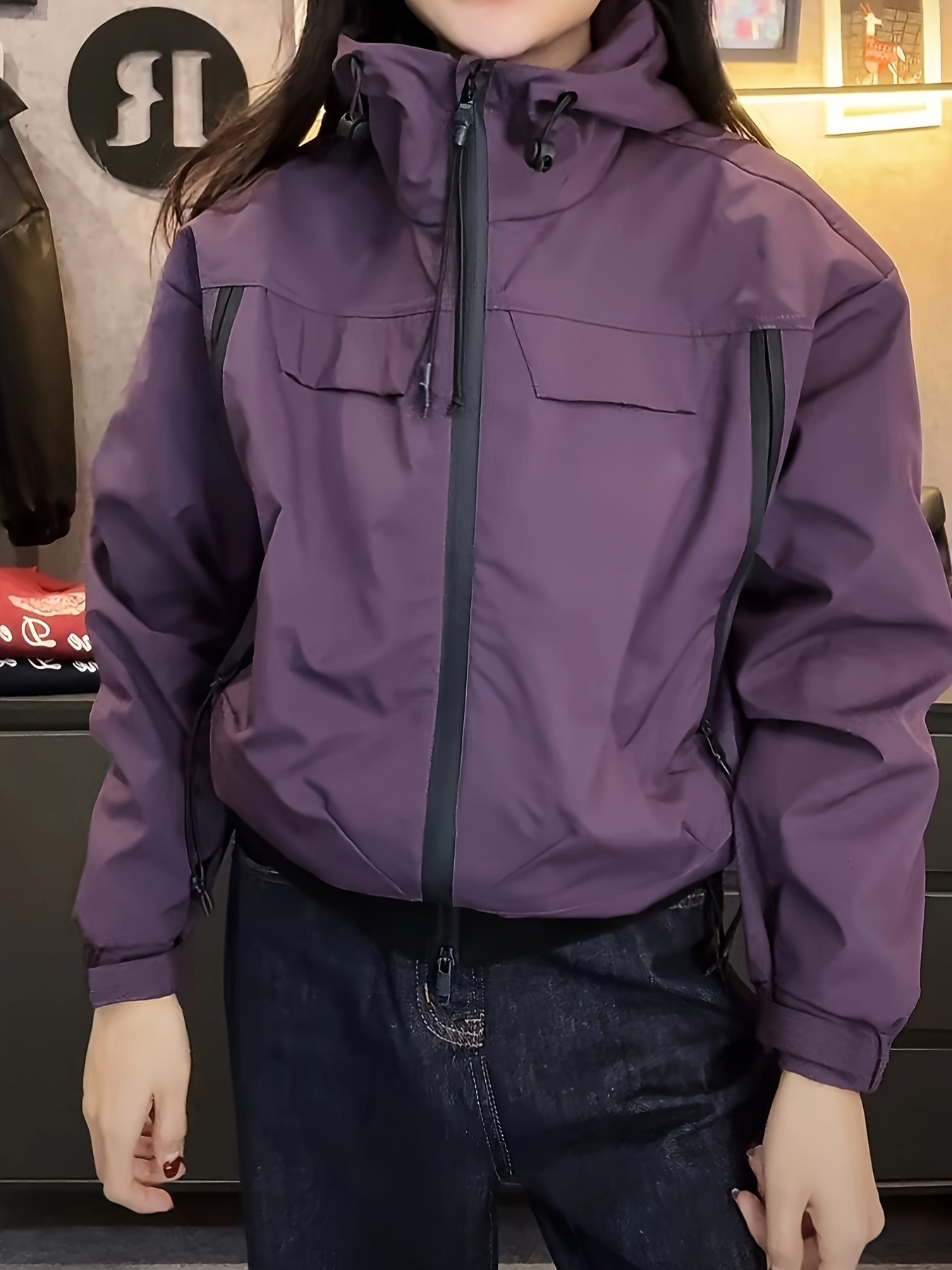 【园姐专属】A102时尚连帽大兜拉链夹克冲锋衣春秋新款外套