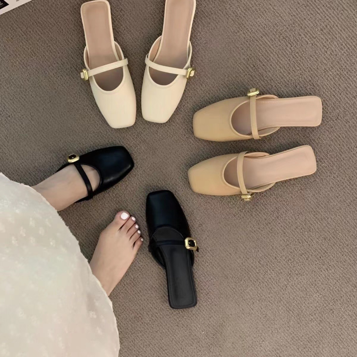 包头拖凉拖外穿时尚百搭女款平底软底仙女风春夏小众玛丽珍日奢风