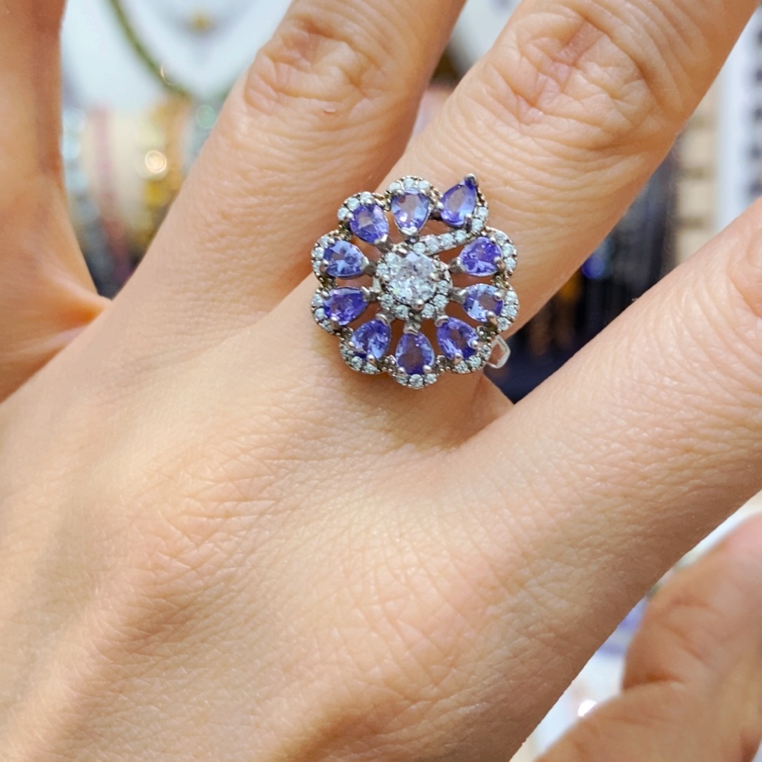 坦桑石戒指银S925镶嵌