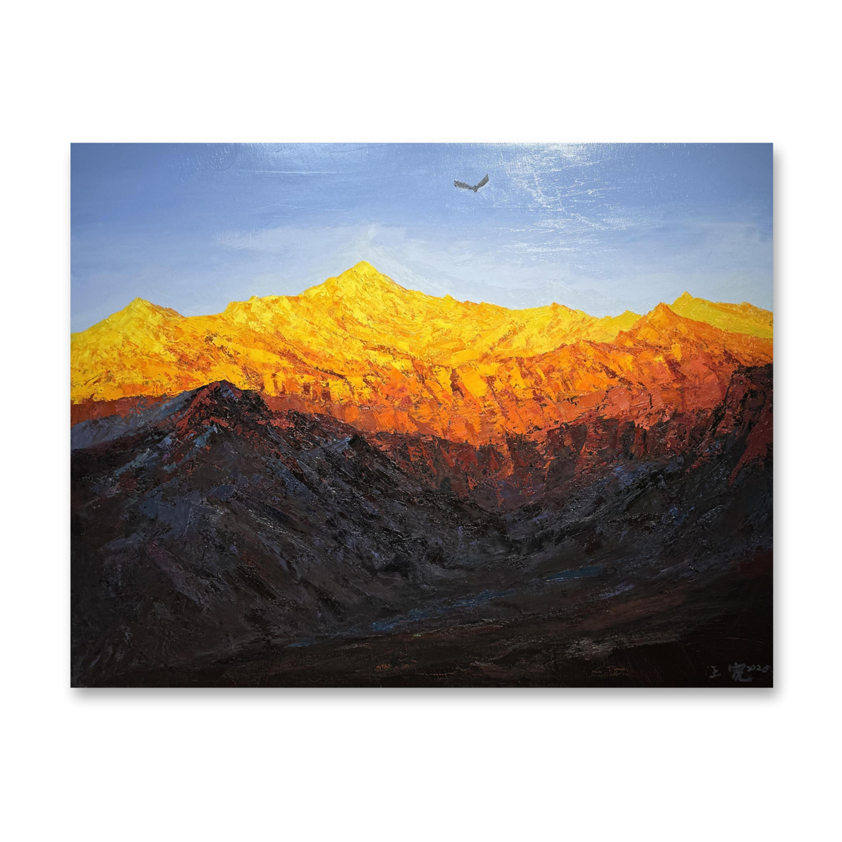 日照金山纯手绘油画103/133cm高级感客厅餐厅装饰画