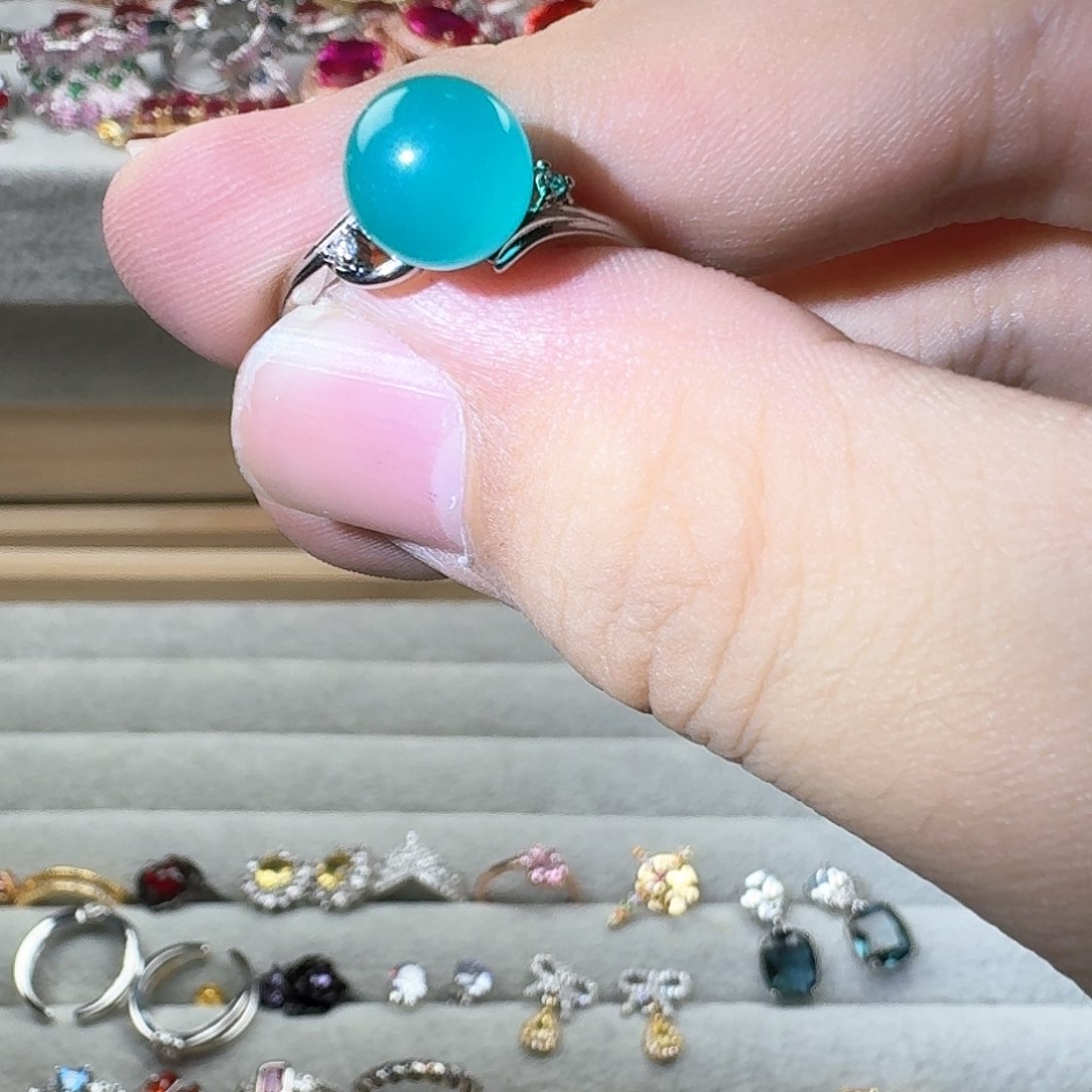 绿水晶戒指银S925镶嵌