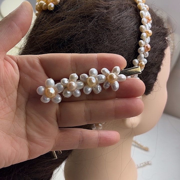 未镶嵌发夹淡水珍珠