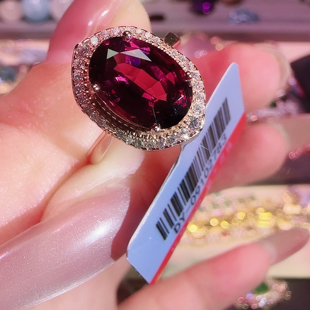 石榴石戒指银S925镶嵌