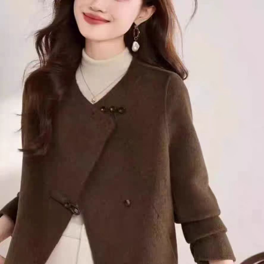 双面毛呢外套女春秋2025新款春装洋气女士短款百搭6618(广新)