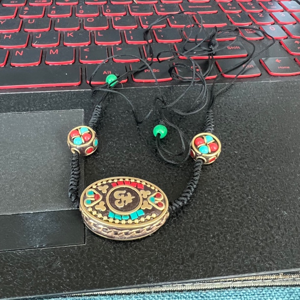 铜项链 民族风DIY手工黄铜镶嵌时尚配项链尼泊尔手工珠