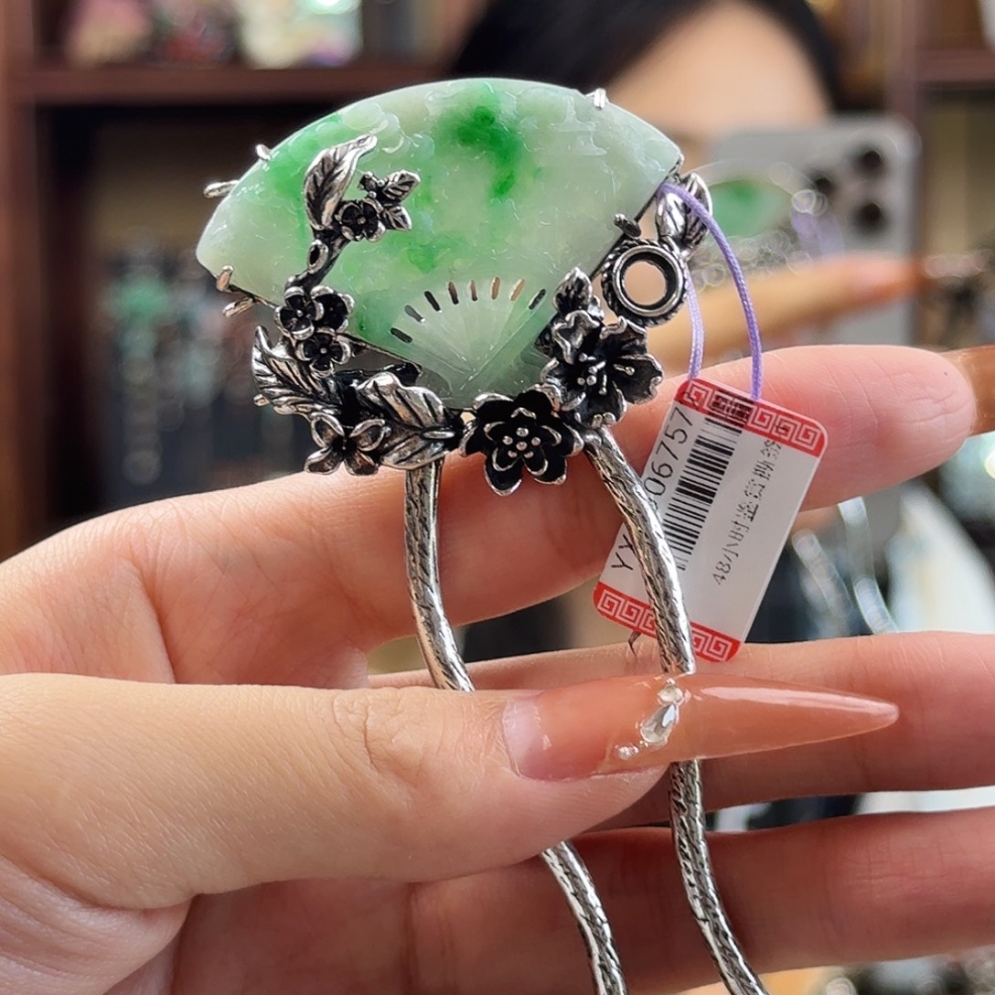 翡翠银S925镶嵌发饰