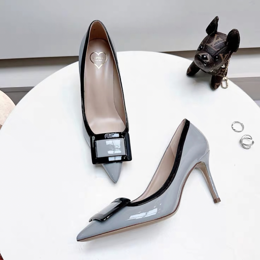 春秋秋季细跟高跟鞋女王高跟鞋黑色女鞋春季浅口拼色百搭尖头气质