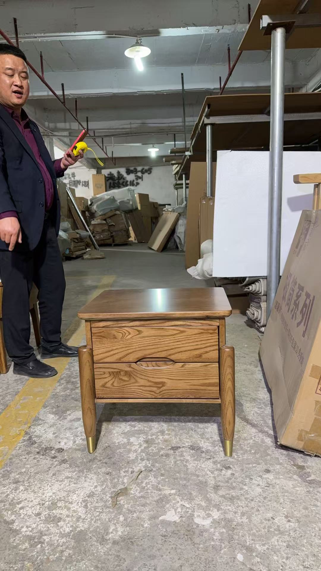 QY清仓-A805单抽柜白蜡木床头柜胡桃色1张