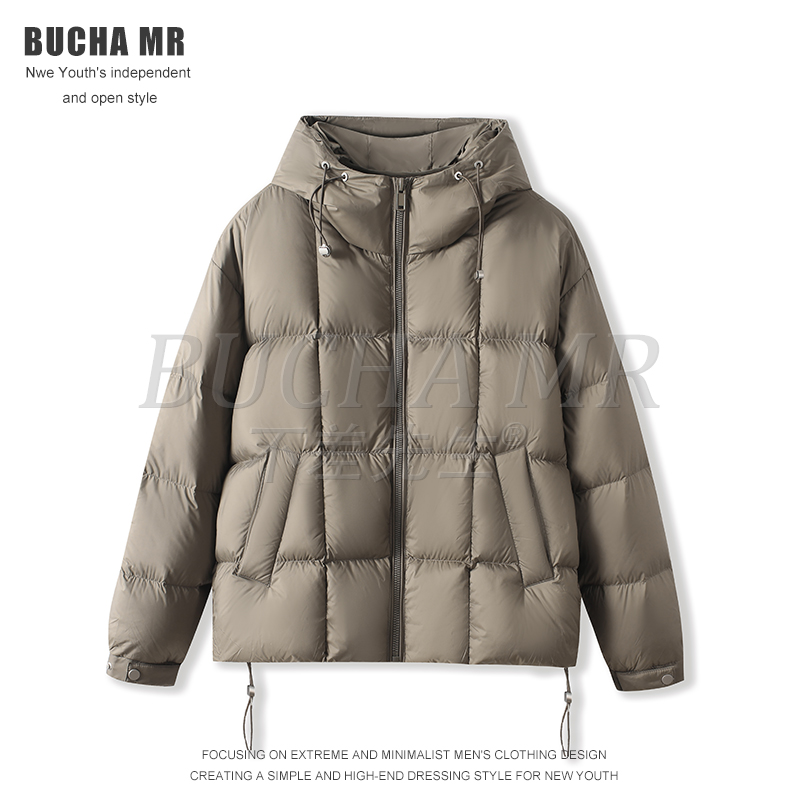 冬季新款加厚保暖男士羽绒服潮牌简约大气时尚90白鸭绒面包服外套