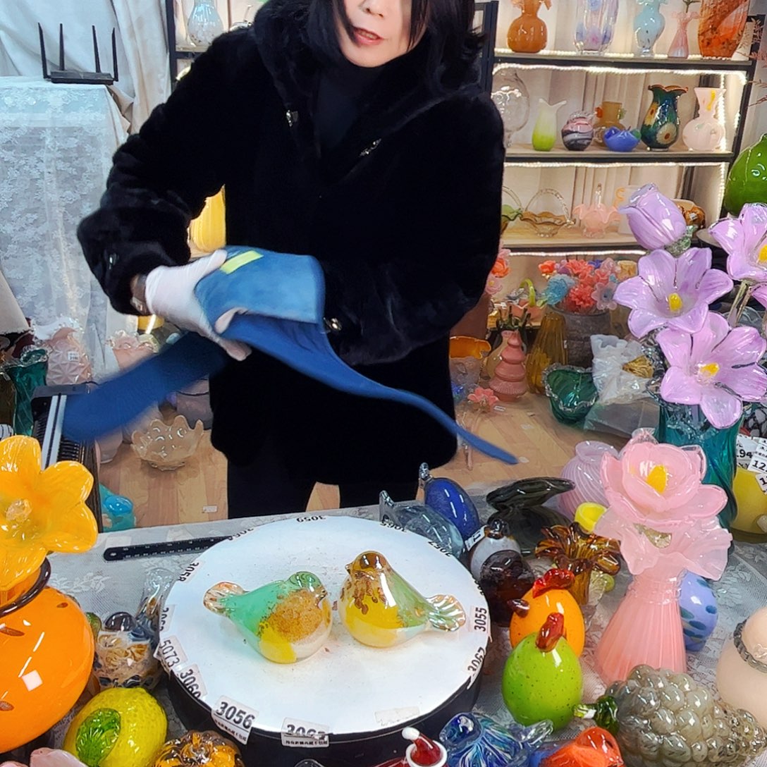 一对鸟家悦美居琉璃摆件