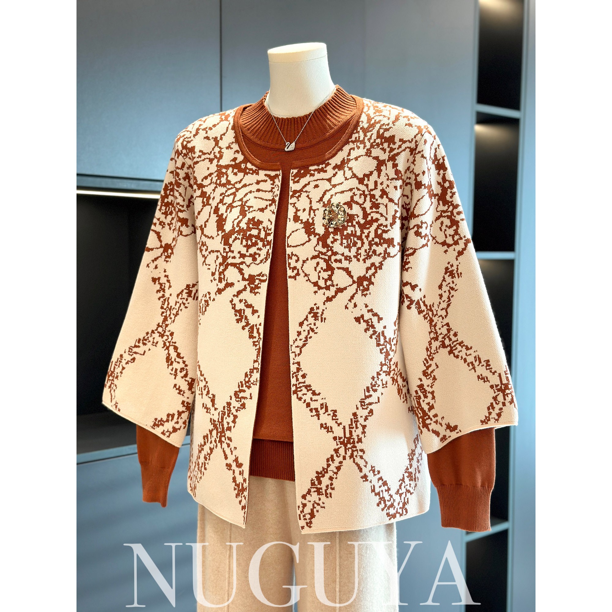 中老年婆婆针织衫女套装2025年春秋新款妈妈装休闲奶奶毛衣两件套