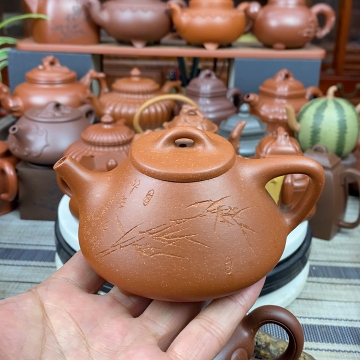 紫砂茶壶子冶石瓢220CC原矿红降坡泥特价