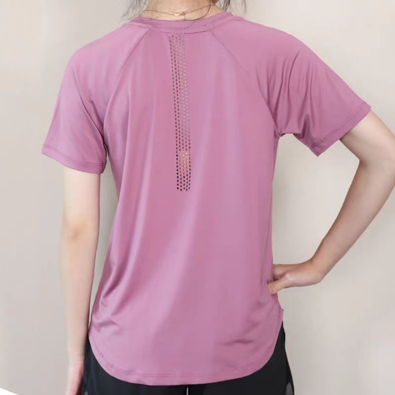 大码宽松胖妹妹上衣夏款T恤女薄款短袖速干运动服瑜伽健身衣夏季