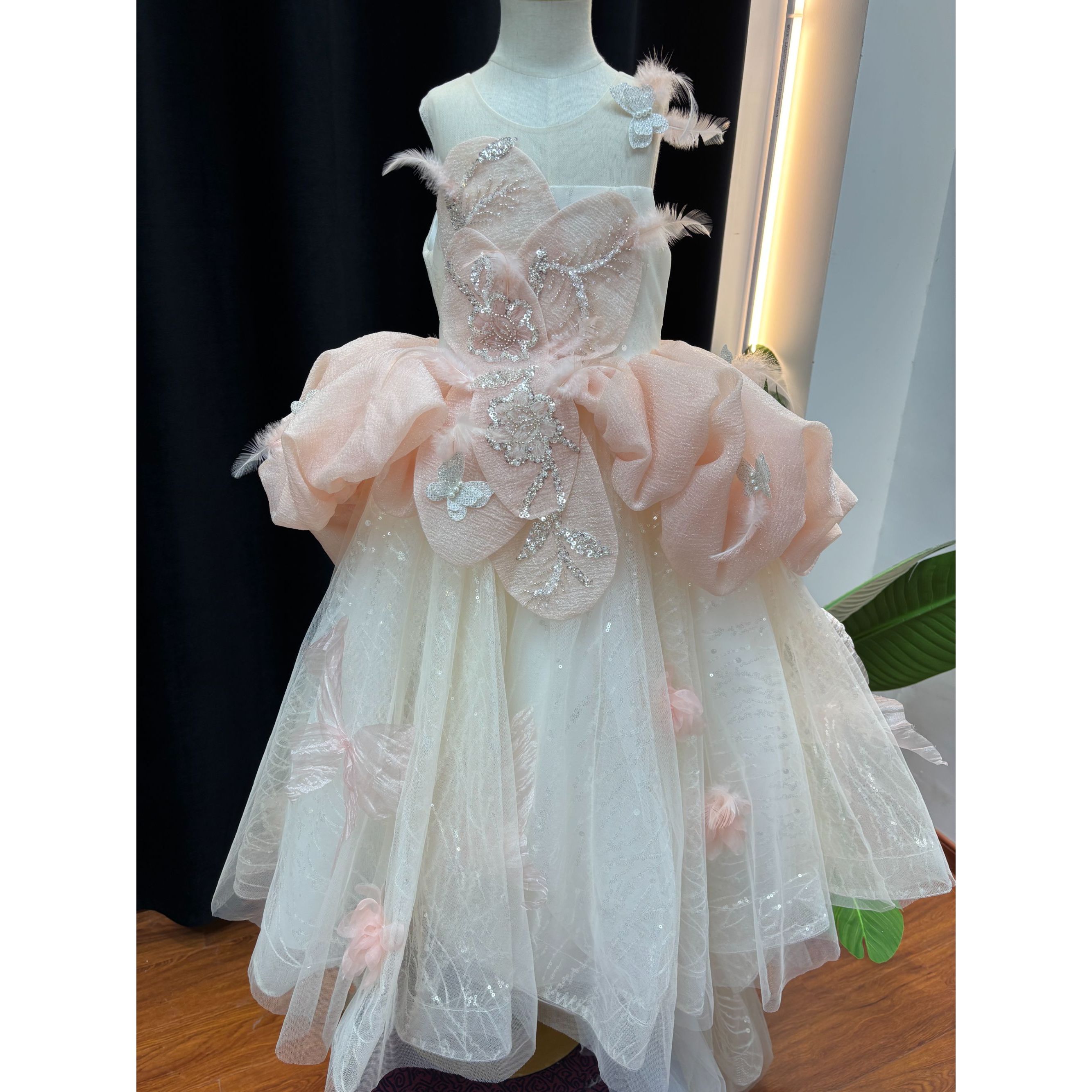 【粉樱羽梦】女童礼服无袖公主裙儿童演出服主持人礼服