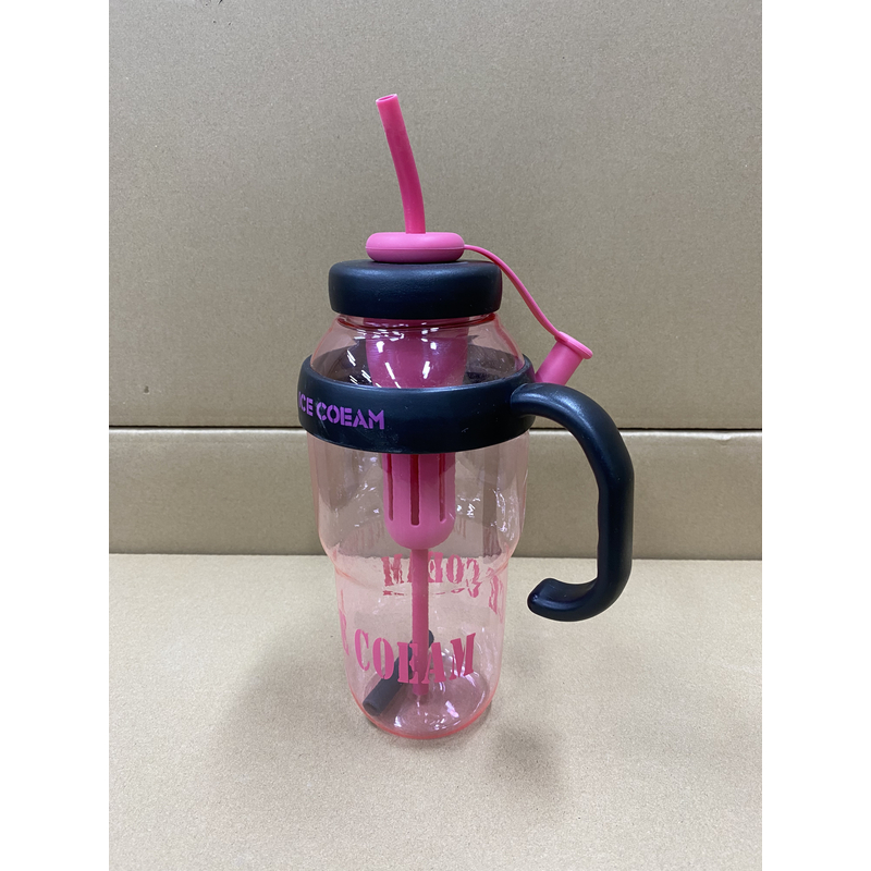 高颜值带把手巨无霸大容量夏季水杯塑料吸管杯茶仓Bobo冰霸杯子