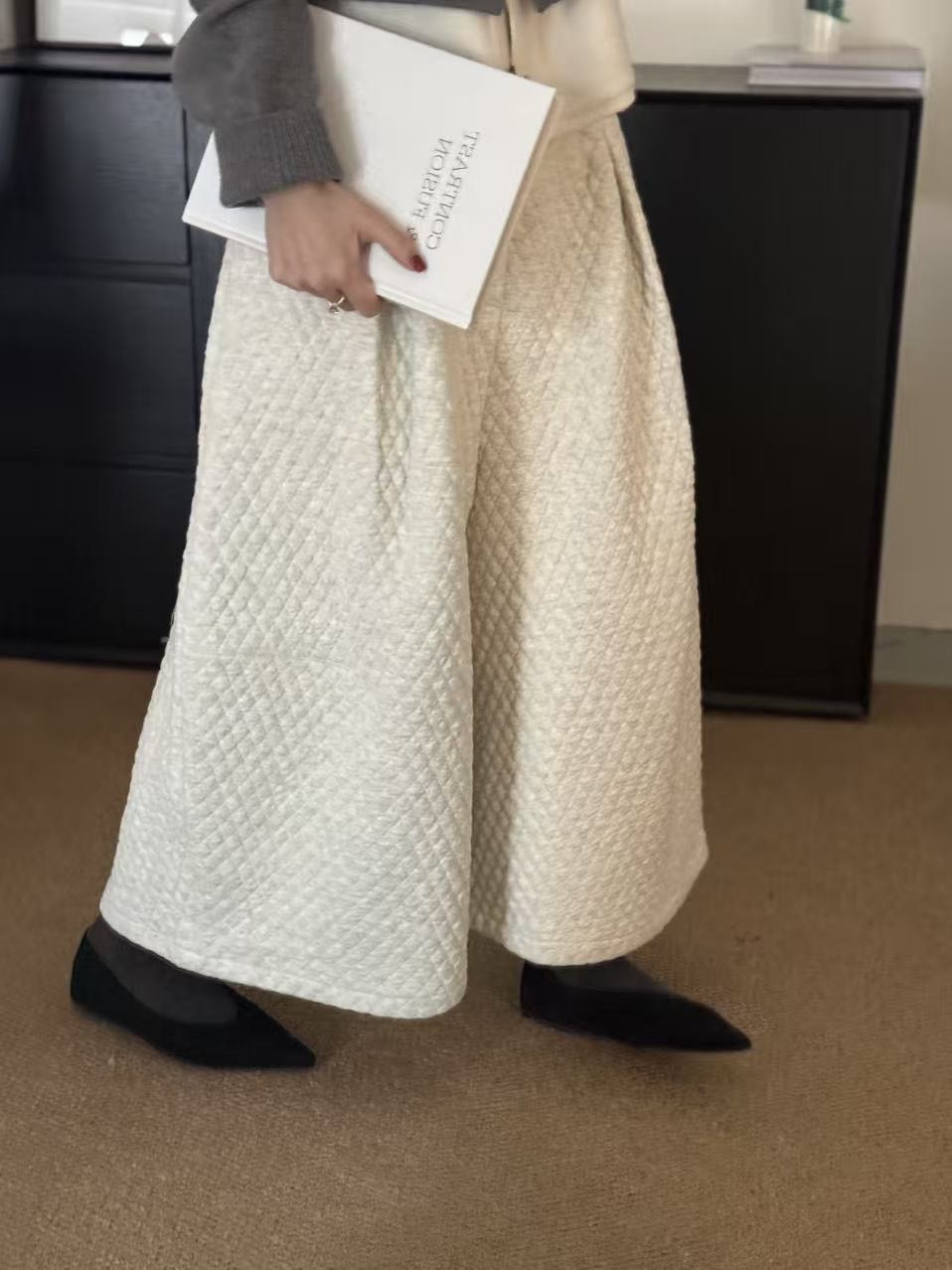 【珍珍何HB】1224定制款韩系极简阔腿加棉八分松紧腰棉裤