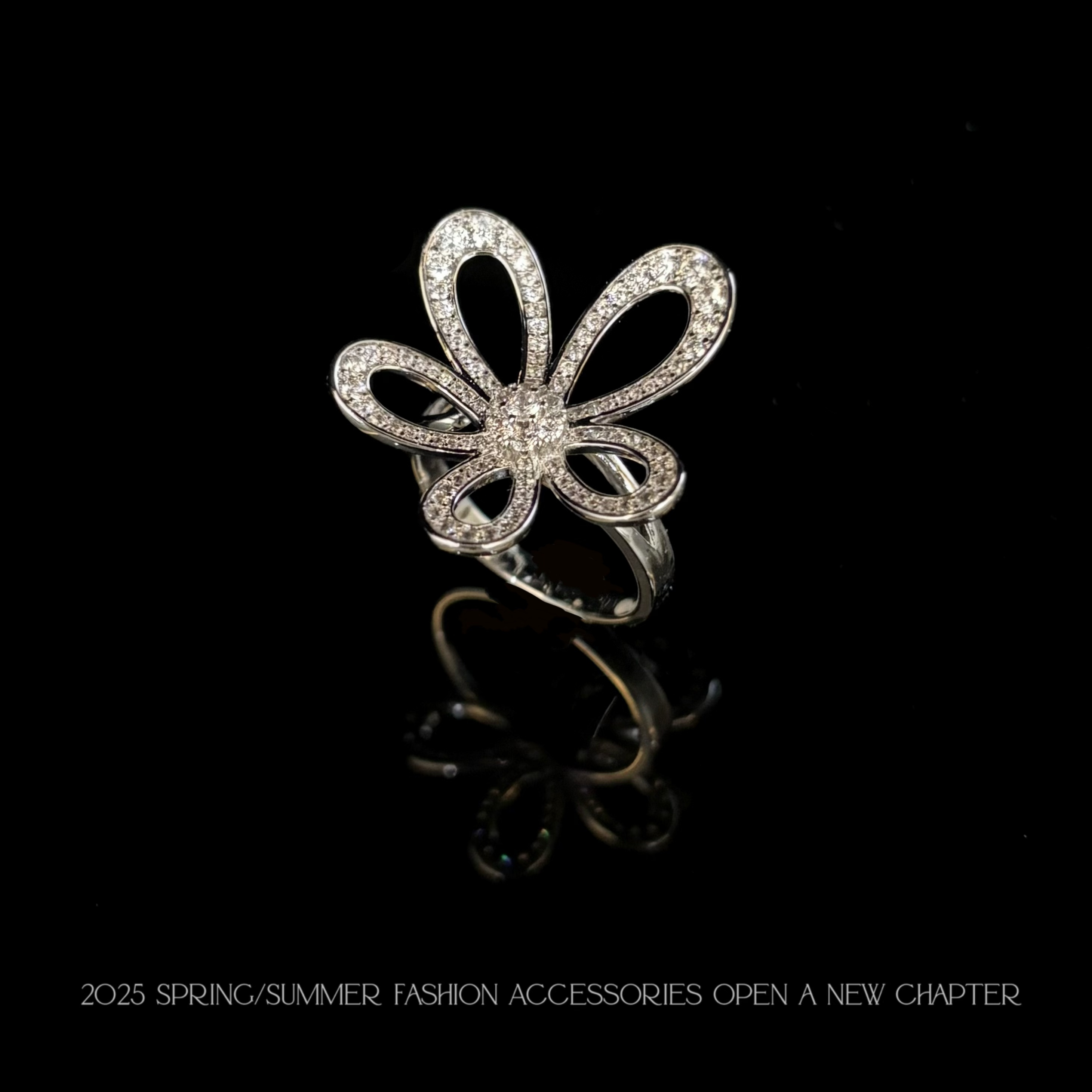 铜合金戒指 镀K金 2025款C9913【五叶花戒】BOBAOLI 戒指