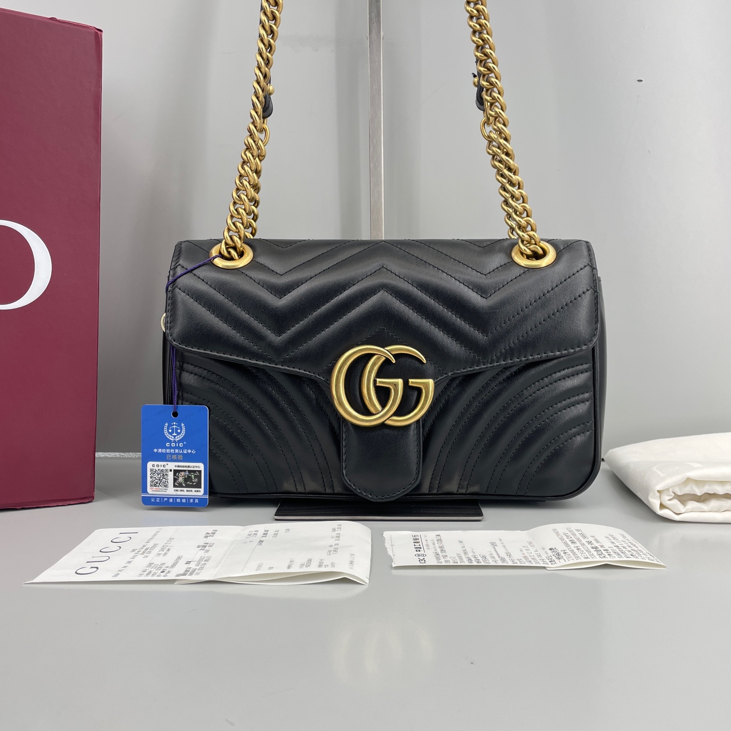 95新 GUCCI/古驰 优选/马蒙26黑色链条包新标043/24年票/26x15x7