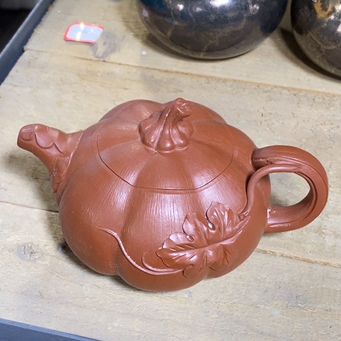 紫砂茶壶白15 南瓜