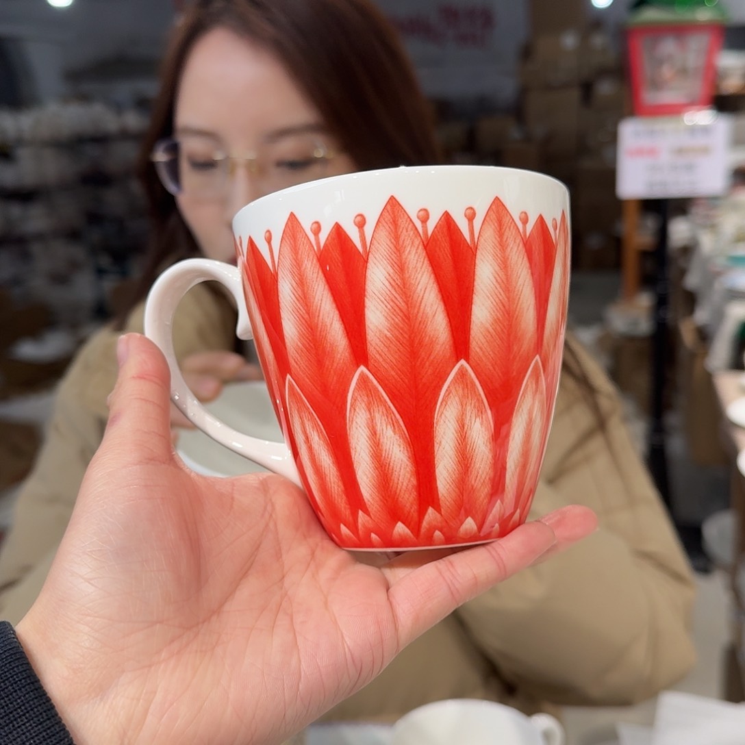 瓷鹅黄原单马克杯一个450ml微瑕