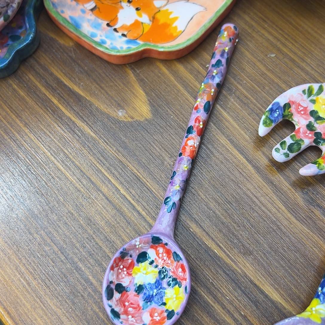 小****泥塑手绘小勺子油画