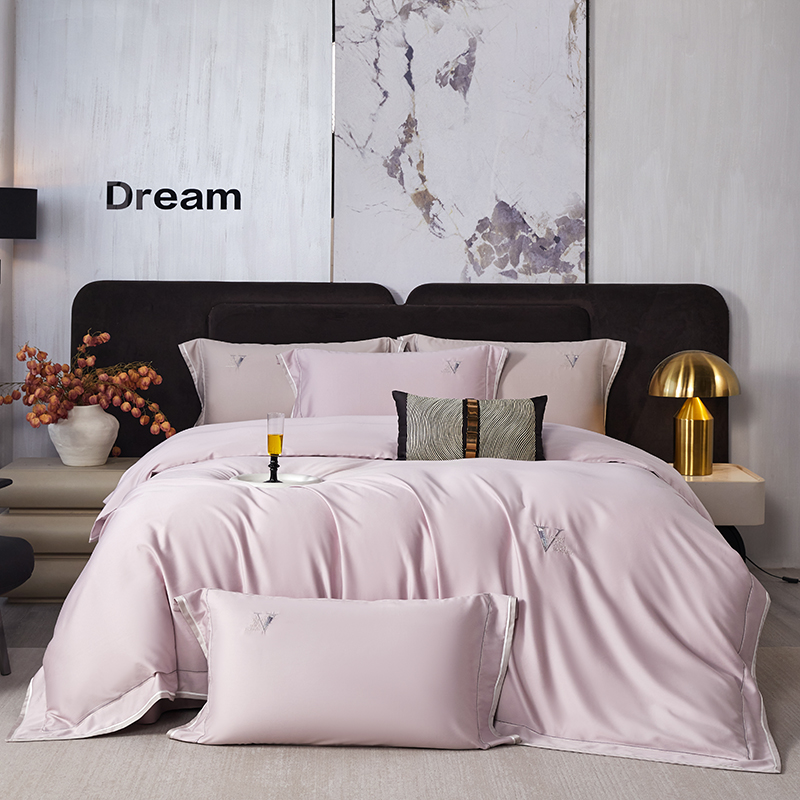 【巴黎时光】全棉长绒棉简约刺绣宽边埋绳工艺款四件套