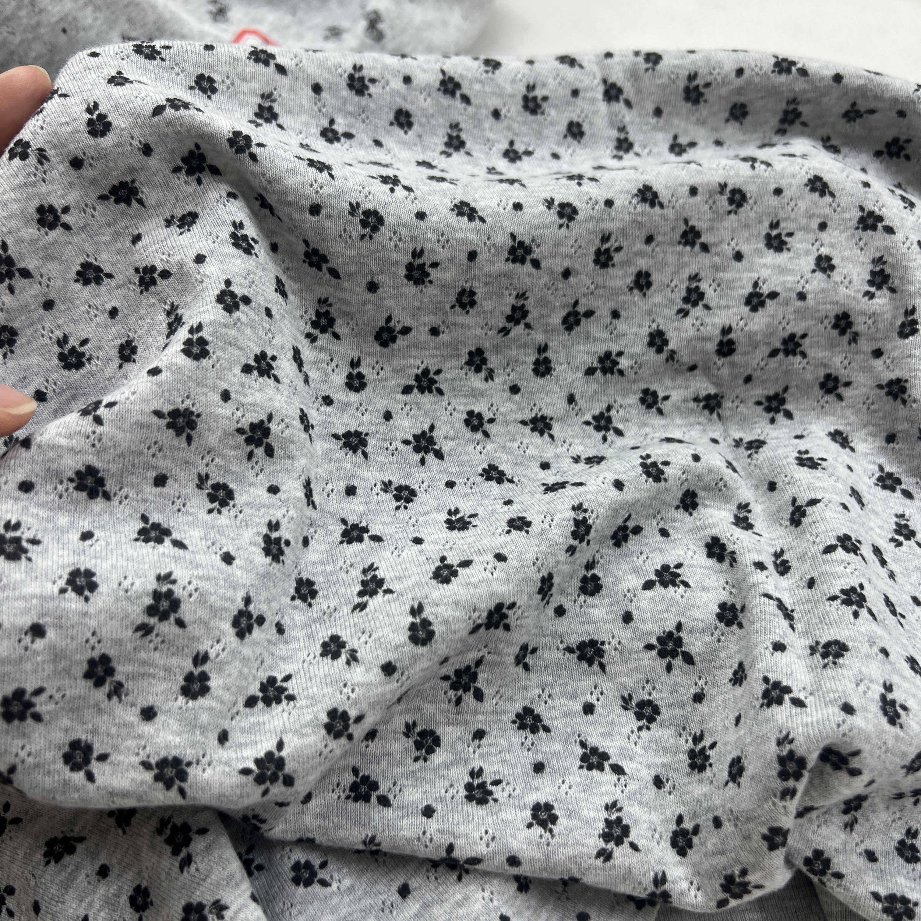 585纯棉a类灰色韩系碎花提花针织布手工diy面料一米宽1.70