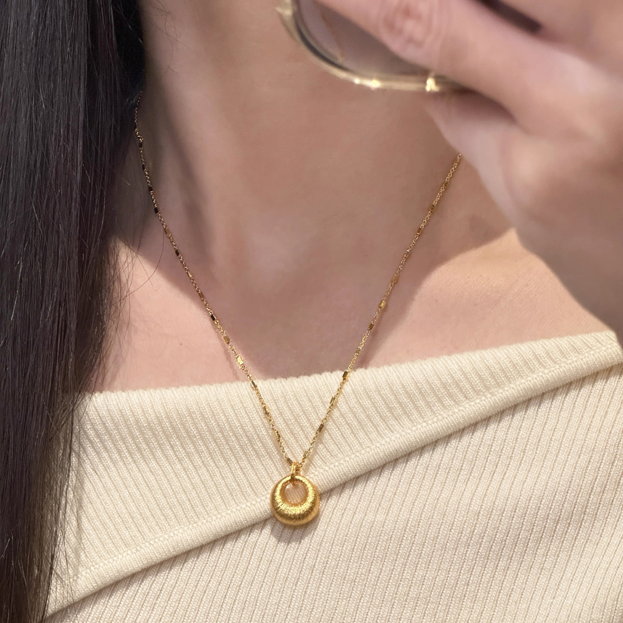 钛钢项链 钛钢 星光链胖坨坨平安扣简约气质百搭时尚