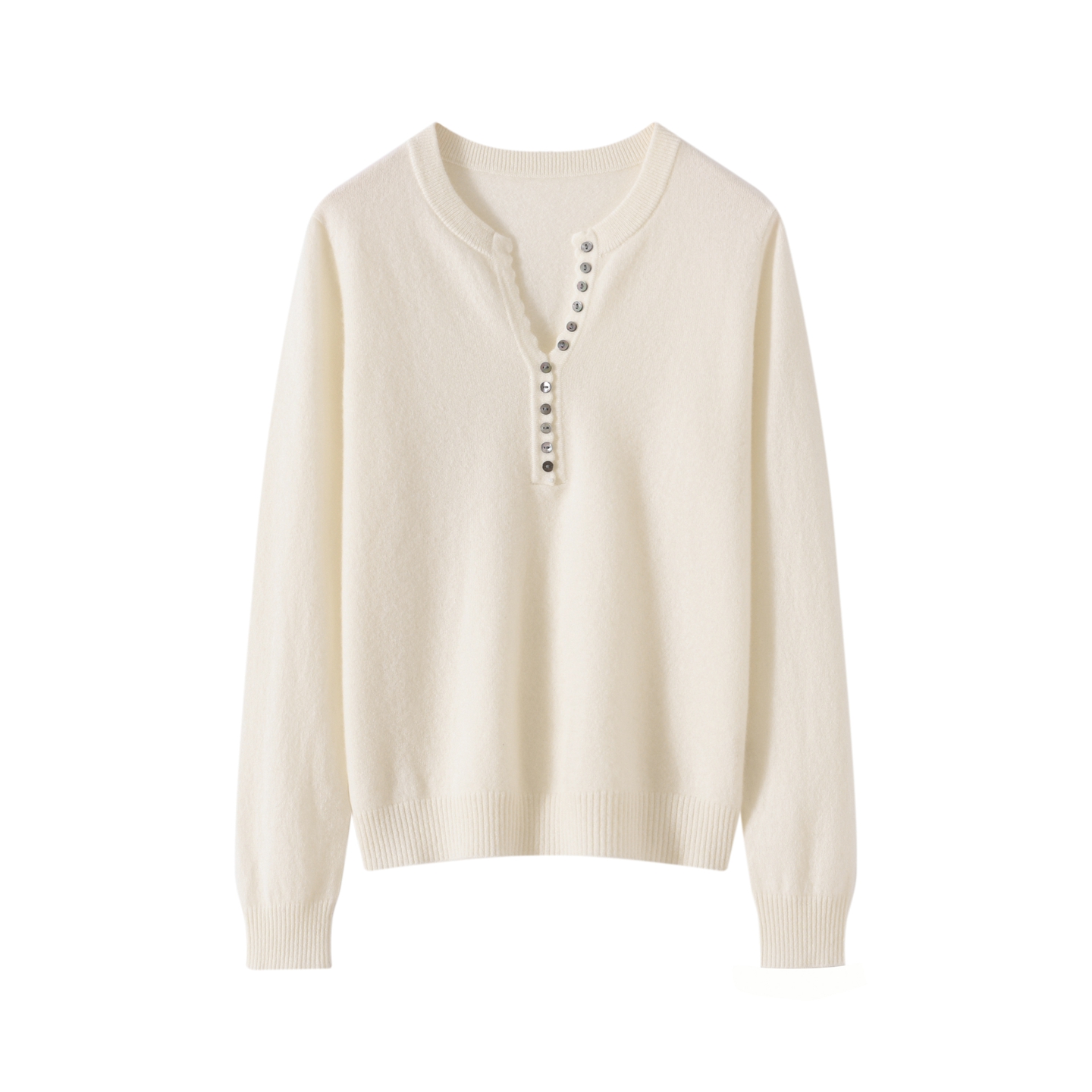 100%纯山羊绒衫文淇同款半开扣剪刀领短款套头针织衫内搭打底衫