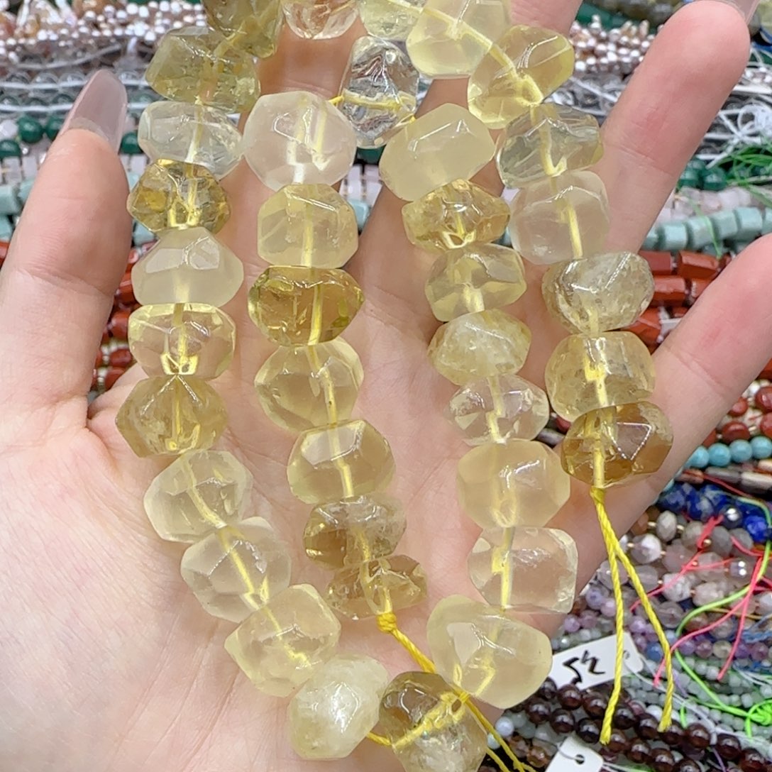 玛瑙/玉髓未镶嵌珠宝半成品柠檬晶切面一条