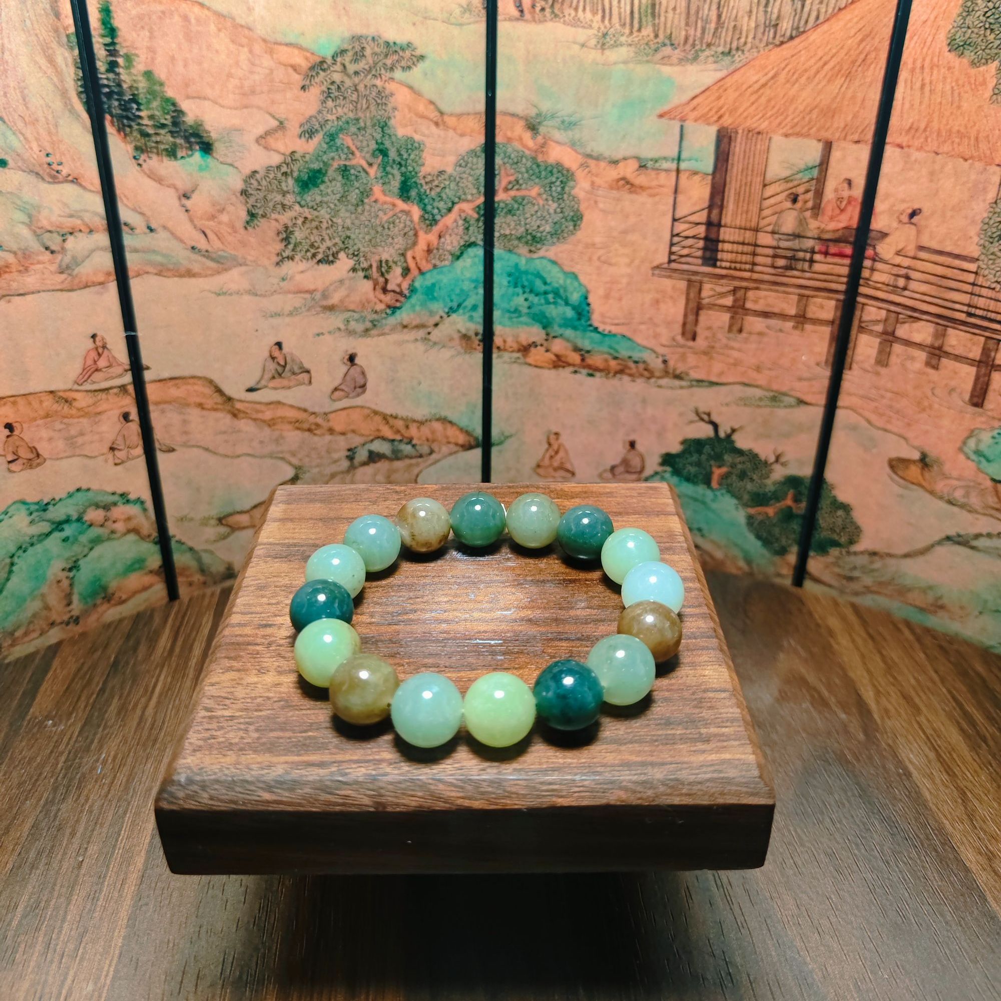 H和田玉多宝圆珠手串（卡12）0323