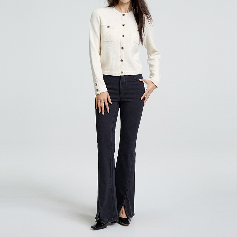 2025冬季牛仔喇叭裤前开叉NA586