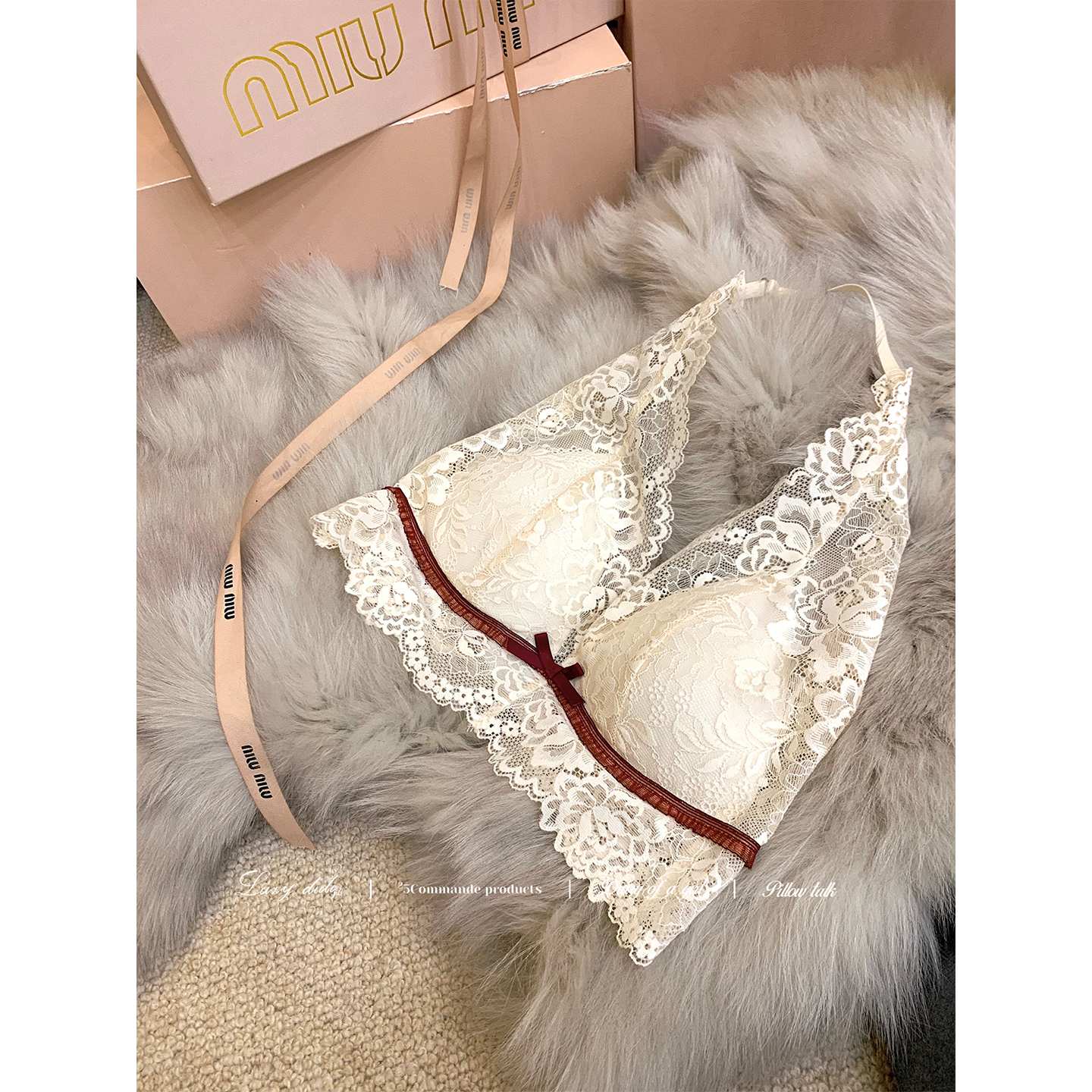 限定柔软 法式空气感蕾丝bra挂脖内衣百搭内搭吊带背心