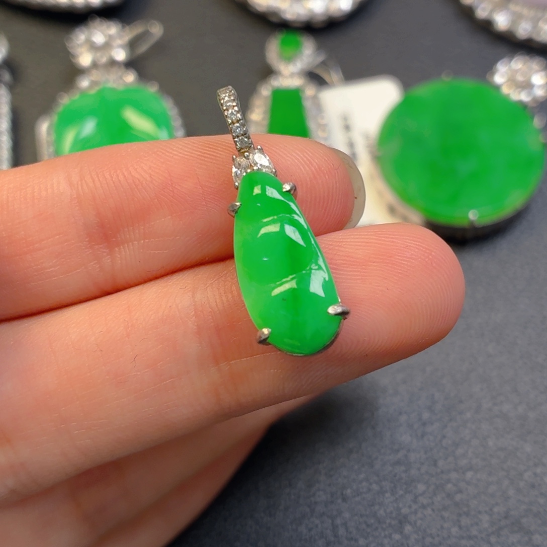翡翠银S925镶嵌吊坠(不含链)
