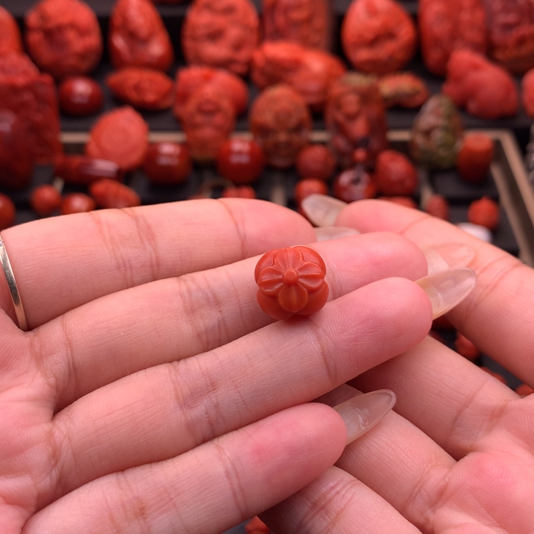 南红玛瑙南红川料精工雕刻事事如意12mm➕未镶嵌