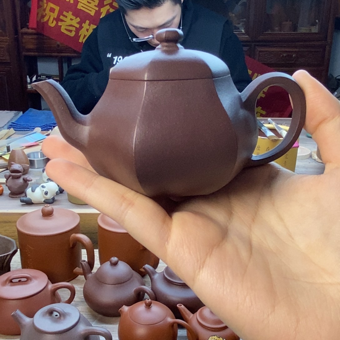 巴***叔紫砂茶壶半手紫泥六方君德
