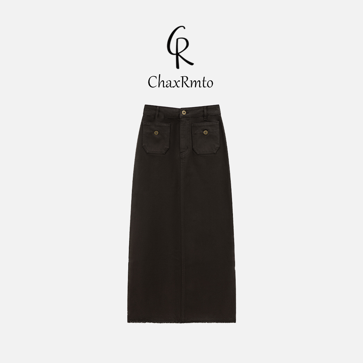 ChaxRmto "可比牛仔裙"100棉毛边气质显瘦A字裙斯斯 CC1B1441