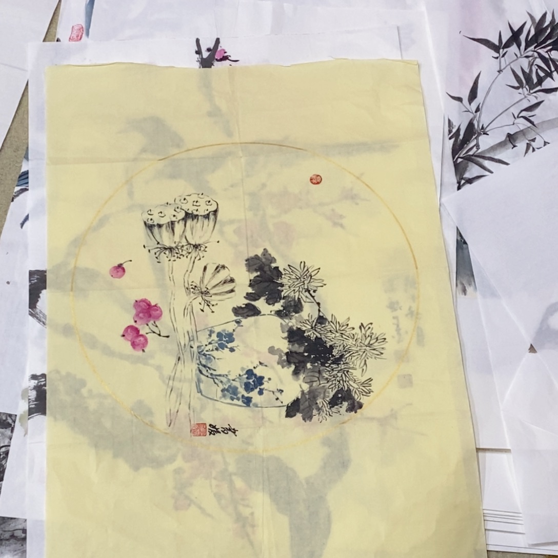 国画陈淑媛四尺三开曈