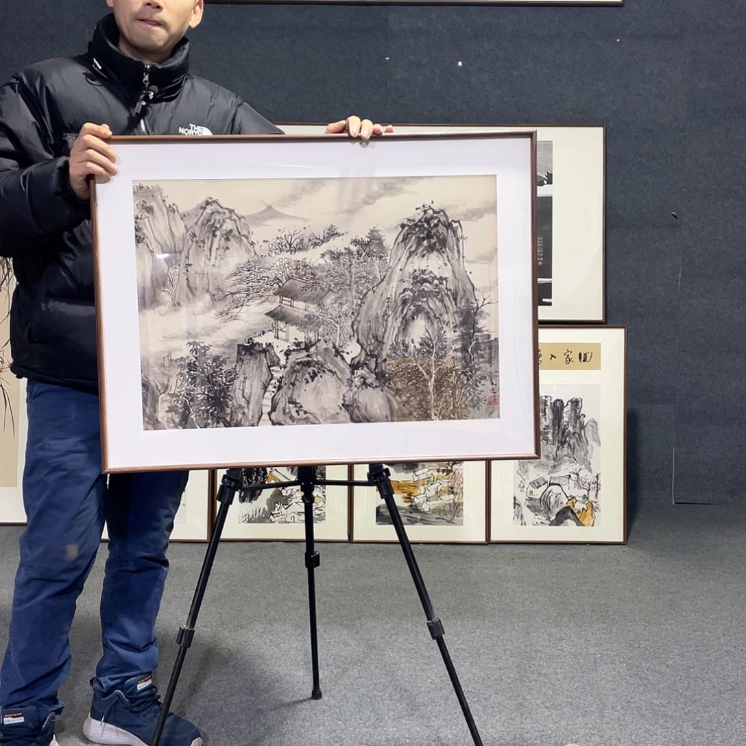 国画手绘画作品带框发